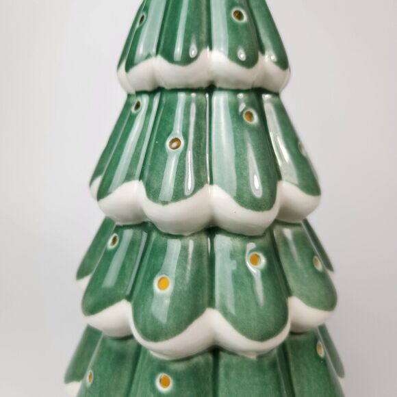 Christmas Tree Decor Ceramic Light Up Holiday Decorations Snow Caps Home LED Fun - Picture 3 of 7